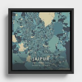 Jaipur, India - Cream Blue Framed Canvas
