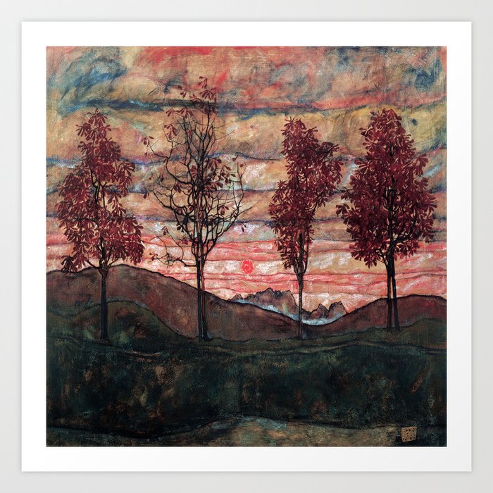 Egon Schiele Four Trees Art Print