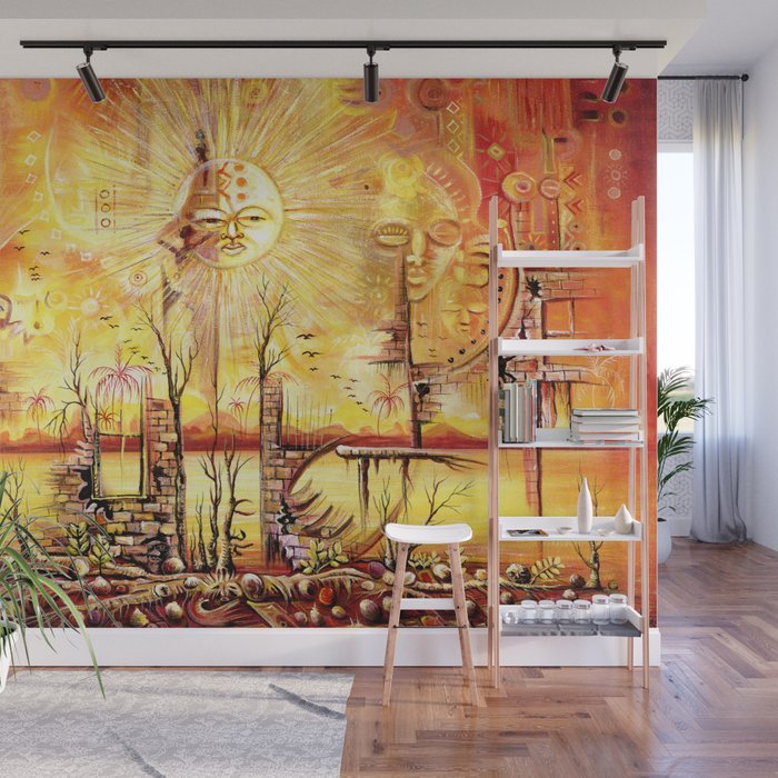 Sun Shine in my Mind surreal African painting Wall Mural