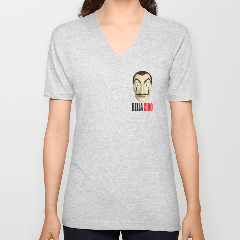Dali Mask La Casa De Papel Bella Ciao Unisex V Neck By