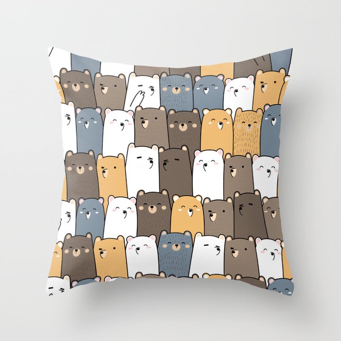 Adorable Bears pattern Throw Pillow