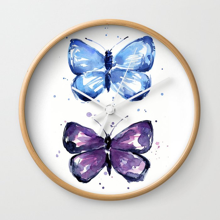 Purple Butterfly Wall Clock 