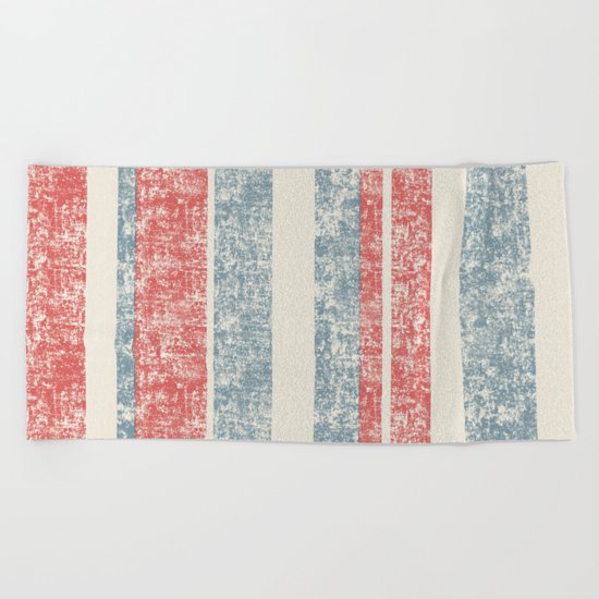 Maritime Navy Stripes Stripe in Red White Blue-Vertical on #Society6 Beach Towel