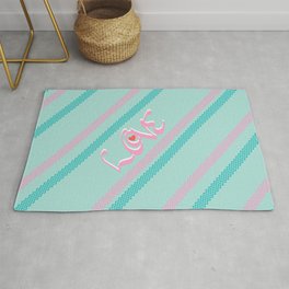 Pink&green mint Love Rug | Redheart, Digital, Illustration, Lovemessage, Graphicdesign, Pinklove, Abstract, Lovededication, Concept, Valentineheart 