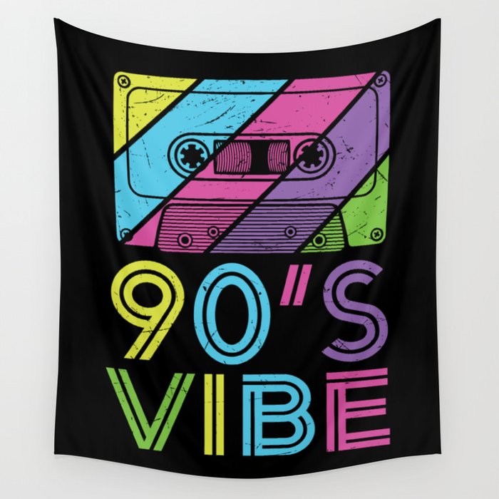 90's Vibe Retro Cassette Tape Music Wall Tapestry