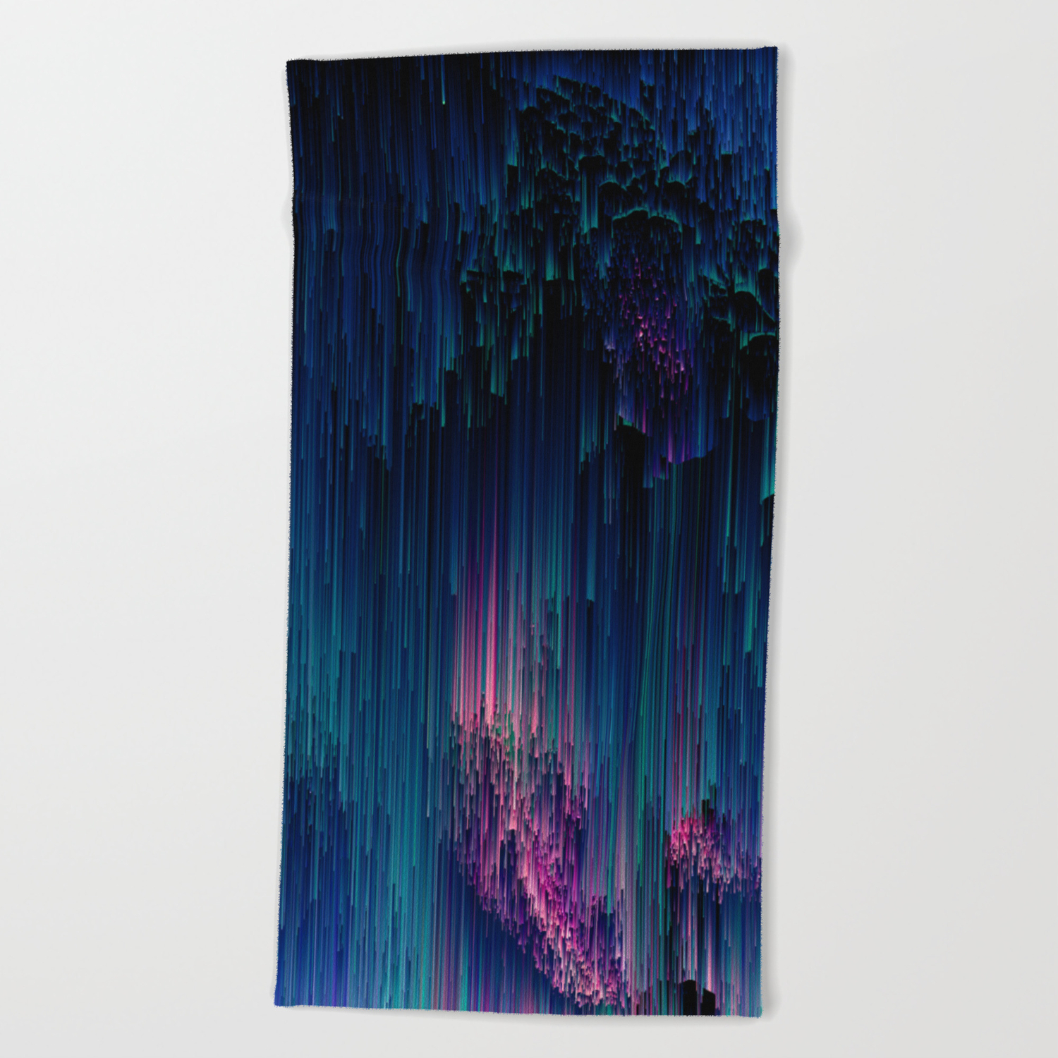 Glitchy Night Abstract Pixel Art Beach Towel By Jenniferbradford