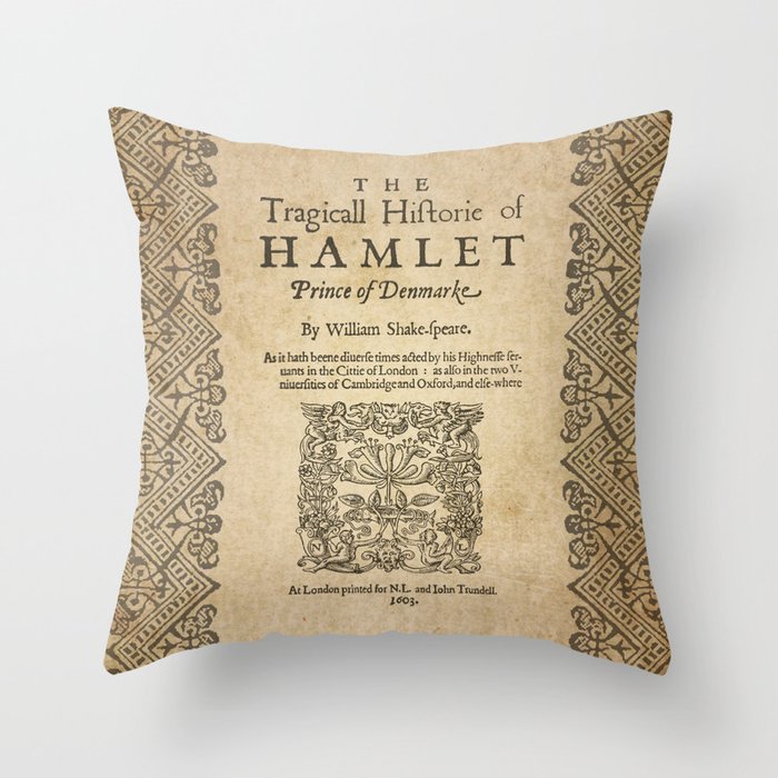 Shakespeare, Hamlet 1603 Throw Pillow