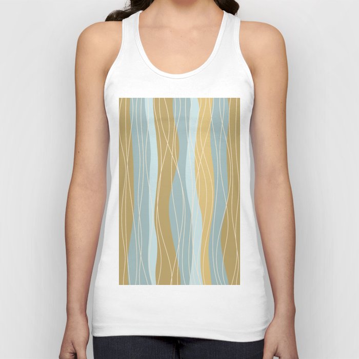 Abstract Stripes and Lines in Aqua and Golden Yellow Tank Top