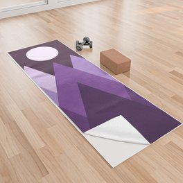 Retro Purple Mountains Abstract Geometric Yoga Towel