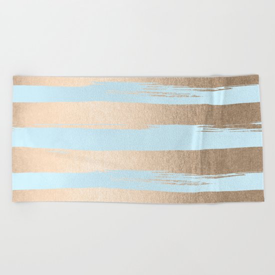 Paint Stripes Gold Tropical Ocean Sea Turquoise Beach Towel