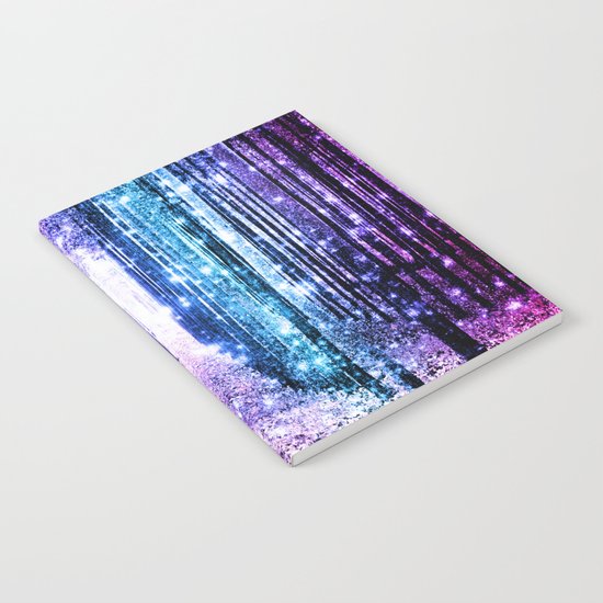 Magical Forest : Aqua Periwinkle Purple Pink Ombre Sparkle Notebook