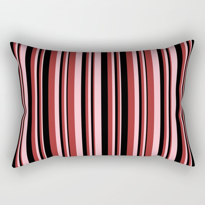 Pink, Brown & Black Colored Striped Pattern Rectangular Pillow
