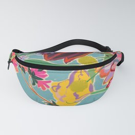 COLOURFUL TULIPS MEDITATION Fanny Pack | Leaves, Digital, Tropical, Drawing, Tuberose, Tulips, Floral, Summer, Fucsia, Curated 