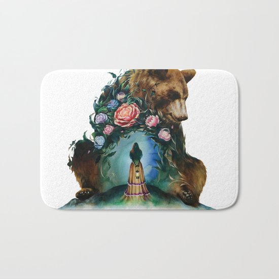 Flower & Bear Bath Mat