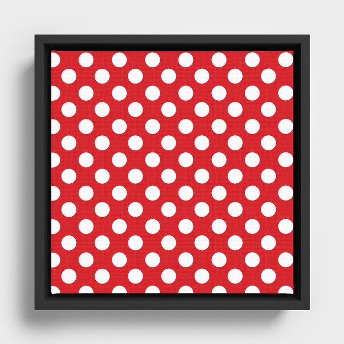 Red & White Polka Dots Framed Canvas