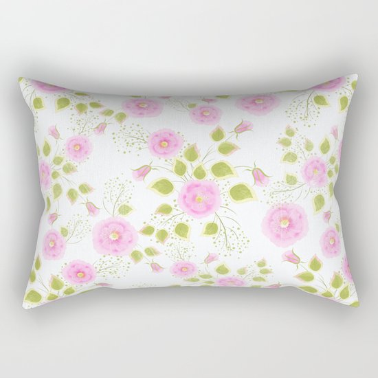 Pink flowers on a white background Rectangular Pillow