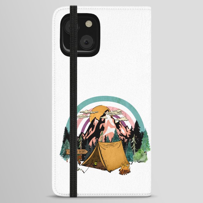 Camping tent outdoors Graphic Design iPhone Wallet Case