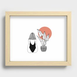 girl with plant and sun Recessed Framed Print