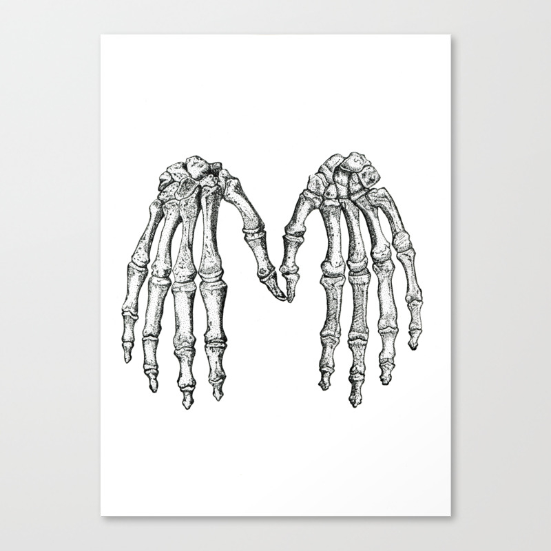 Vintage Anatomical Skeleton Hands Canvas Print By