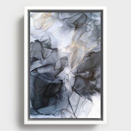 Calm but Dramatic Light Monochromatic Black & Grey Abstract Framed Canvas