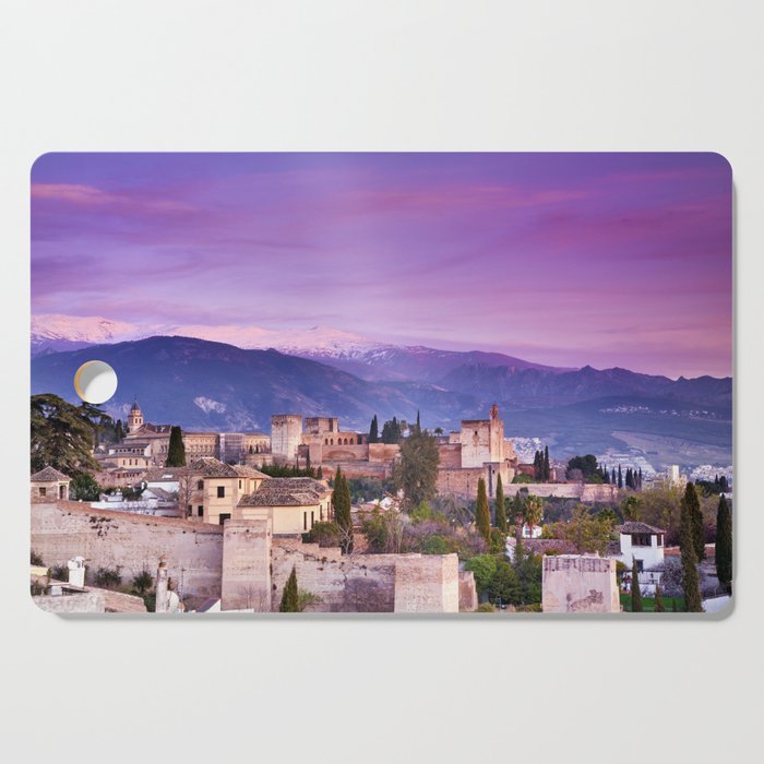 The Alhambra Palace, Albaicin and Sierra Nevada. At sunset. Cutting Board