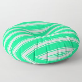 [ Thumbnail: Green and Light Gray Colored Stripes/Lines Pattern Floor Pillow ]