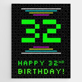 [ Thumbnail: 32nd Birthday - Nerdy Geeky Pixelated 8-Bit Computing Graphics Inspired Look Jigsaw Puzzle ]