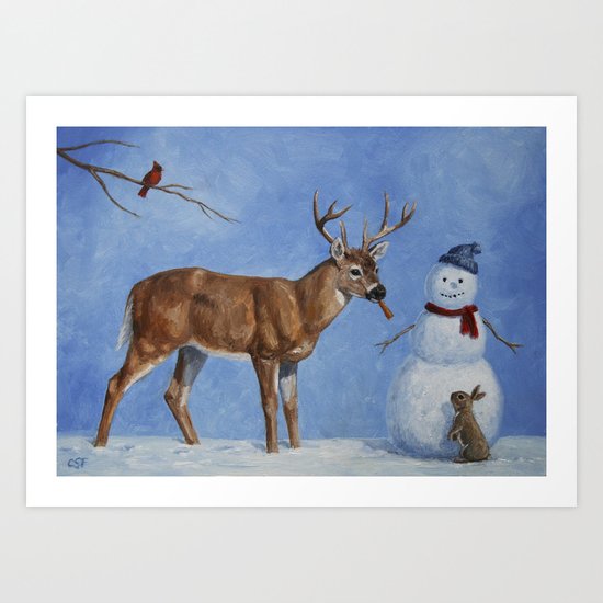Christmas Deer Eating Snowman Carrot Nose Art Print By Csforest Society6 332 x 262 jpeg 9 кб. christmas deer eating snowman carrot nose art print by csforest