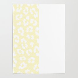 White Leopard Print Lace Vertical Split on Butter Yellow Poster