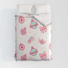 Cute Colourful Magical Girl Pattern with Hearts, Stars & Sparkles Comforter