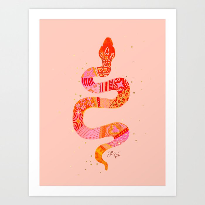 EttaVee Snake Pink Art Print