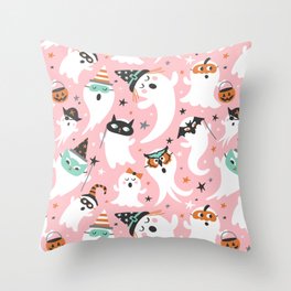 Peek A Boo Party - Pink Throw Pillow