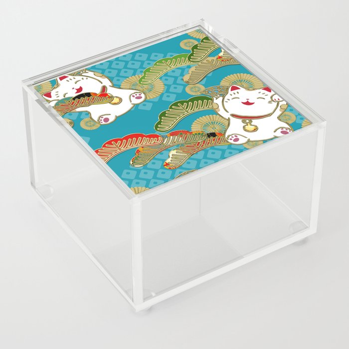 Japanese lucky cat pattern Acrylic Box