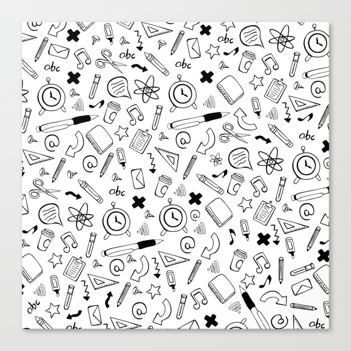 Back to School -White Black Canvas Print