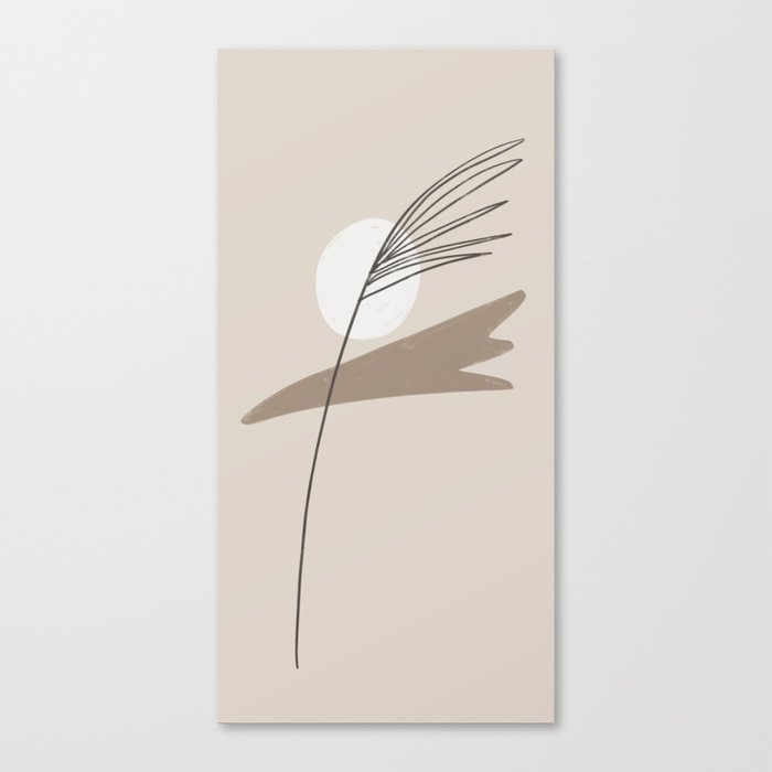 Minerva - Minimal, Modern - Abstract Leaf Stalk Painting Canvas Print