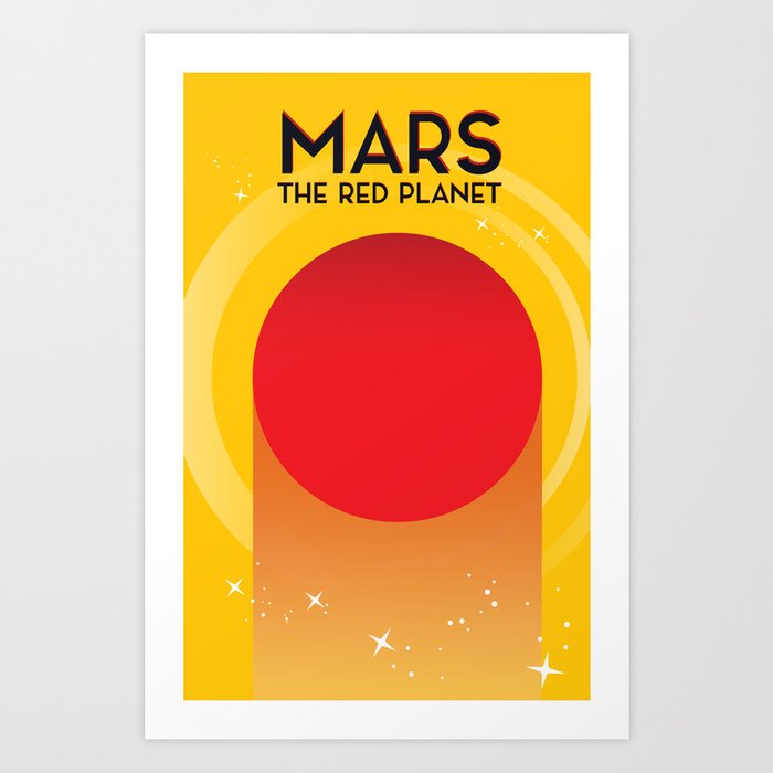 MARS - The Red Planet Sci-fi poster in a vintage style. Art Print