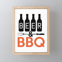 Beer & BBQ Cool Men's Masculine Drinking Framed Mini Art Print