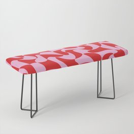 Wavy Warped Red & Pink Checkerboard Bench