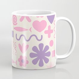 Cute Natural Miscellany Pattern Purple Pink Cream  Mug