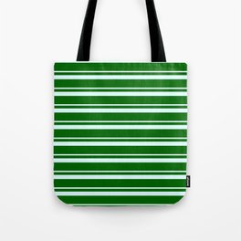 [ Thumbnail: Light Cyan and Dark Green Colored Lined/Striped Pattern Tote Bag ]