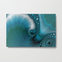 Turquoise Blue Abstract Ocean Wave Turquoise Blue Metal Print