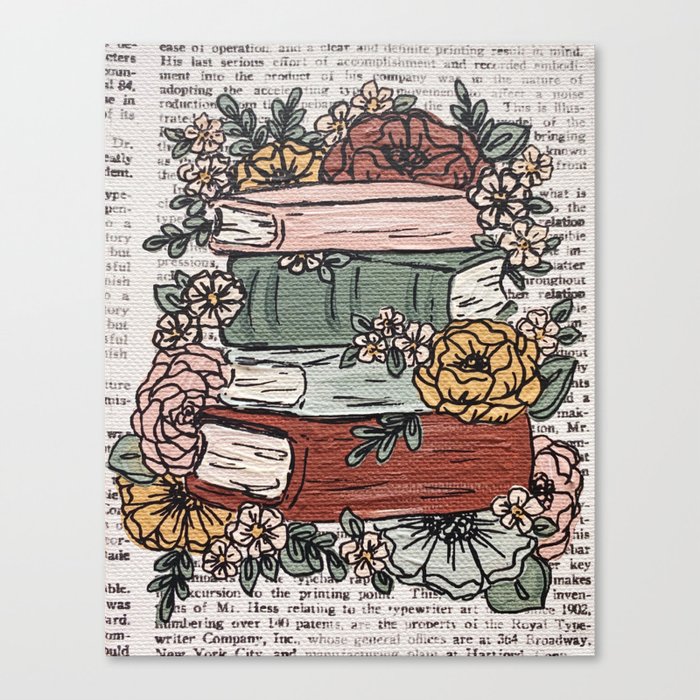 Floral Books Sticker for Sale by ktscanvases