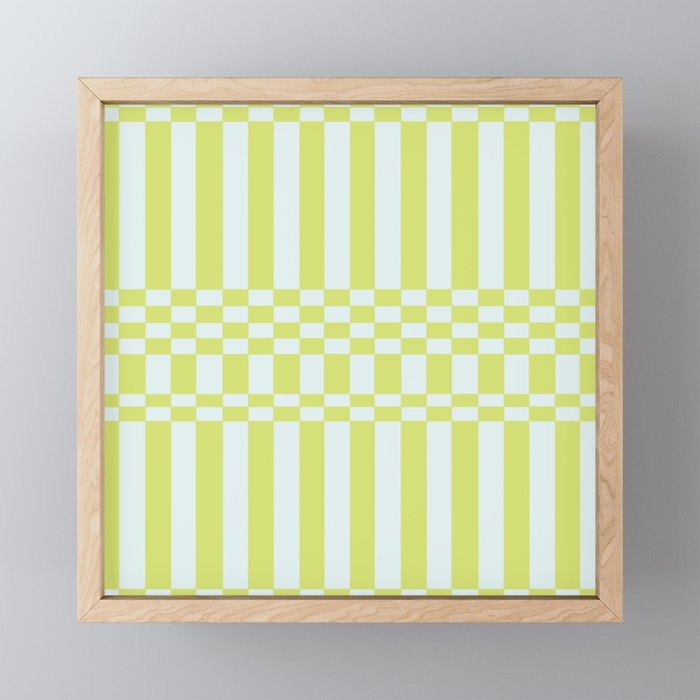 Bauhaus Series: Neon Lime & Teal  Framed Mini Art Print