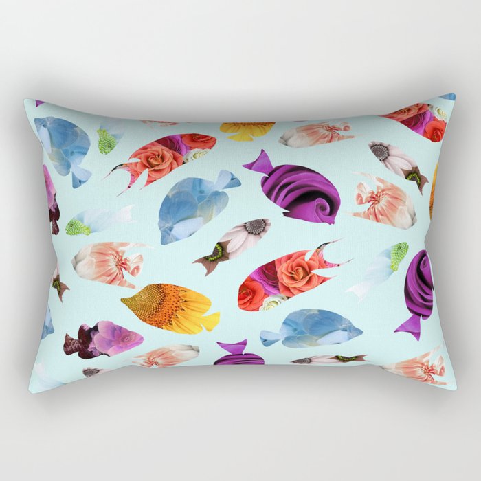 Fish shaped Flowers Rectangular Pillow
