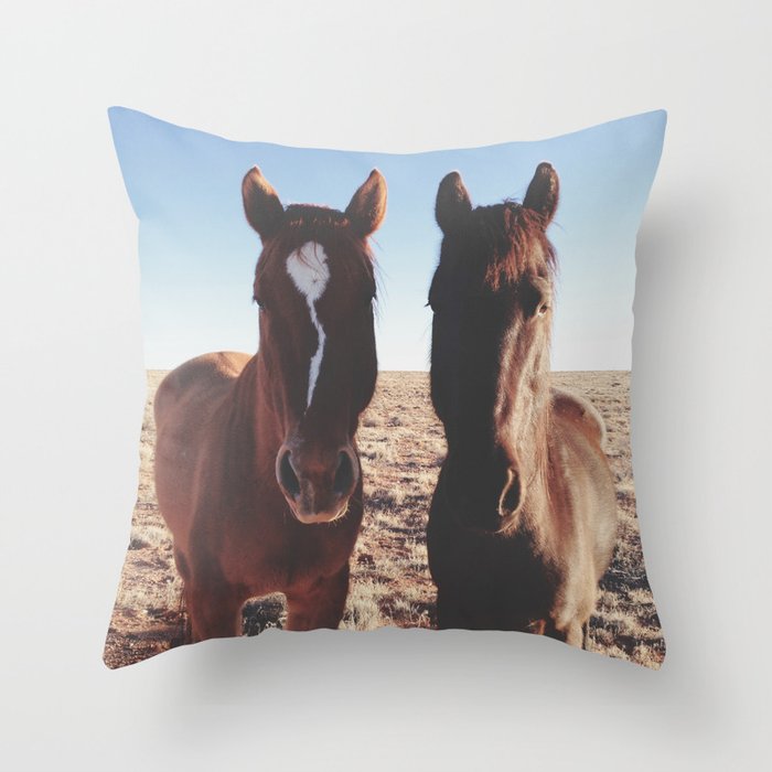 Horse Friends Throw Pillow