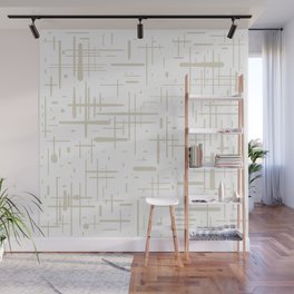 Mid-Century Modern Kinetikos Abstract Pattern in Mushroom Beige and White Wall Mural