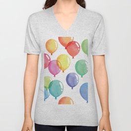 Balloons Pattern V Neck T Shirt