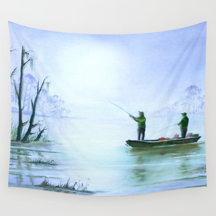 Fishing For Bass Wall Tapestry by Bill Holkham