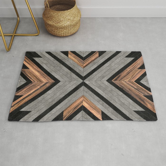 Urban Tribal Pattern No.2 - Concrete and Wood Rug