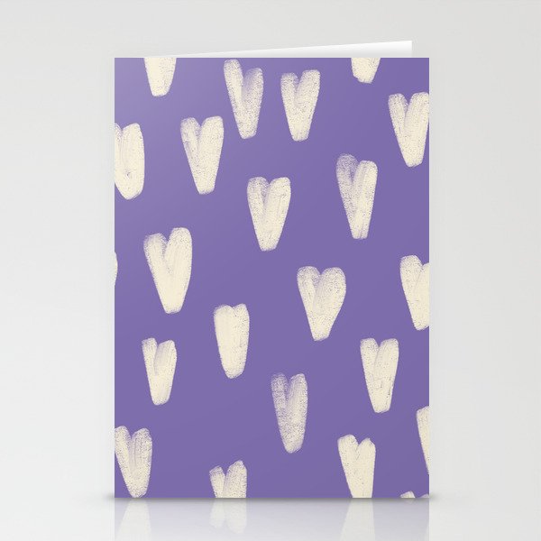 Hand-Drawn Hearts on Very Peri Purple  Stationery Cards